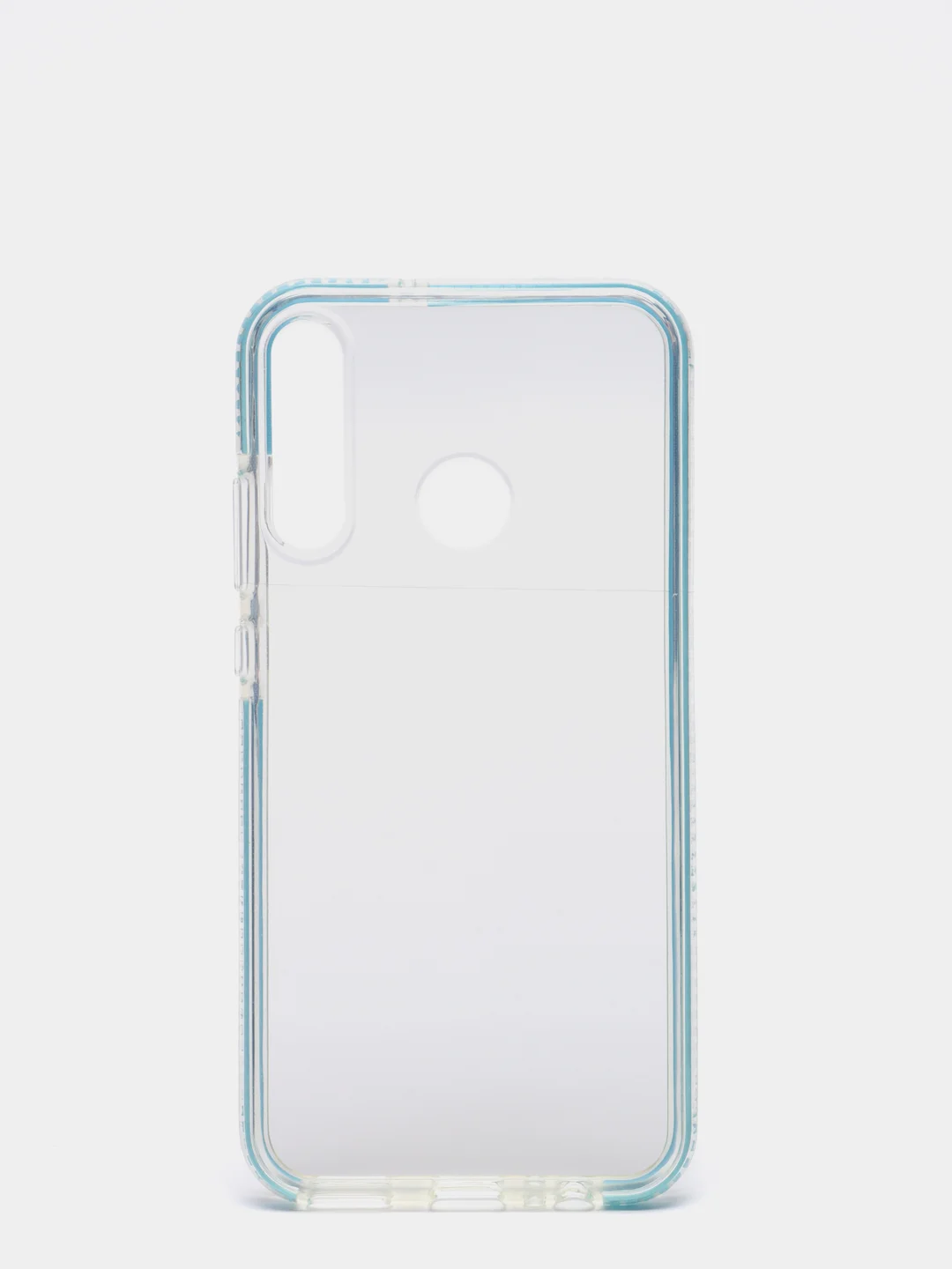 Голубой чехол силиконовый прозрачный с цветной вставкой Y7P / P40 Lite E