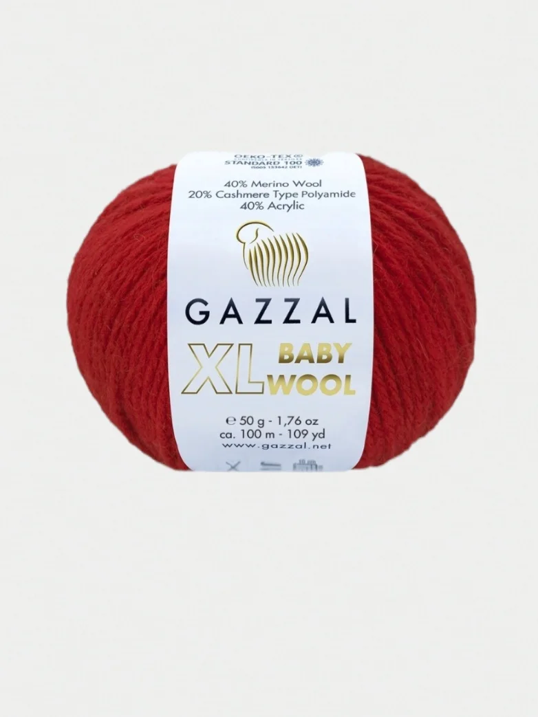 Желтый пряжа Gazzal Baby Wool XL, 40% шерсть мериноса, 20% кашемир ПА, 40% акрил, 50 г, 100 м