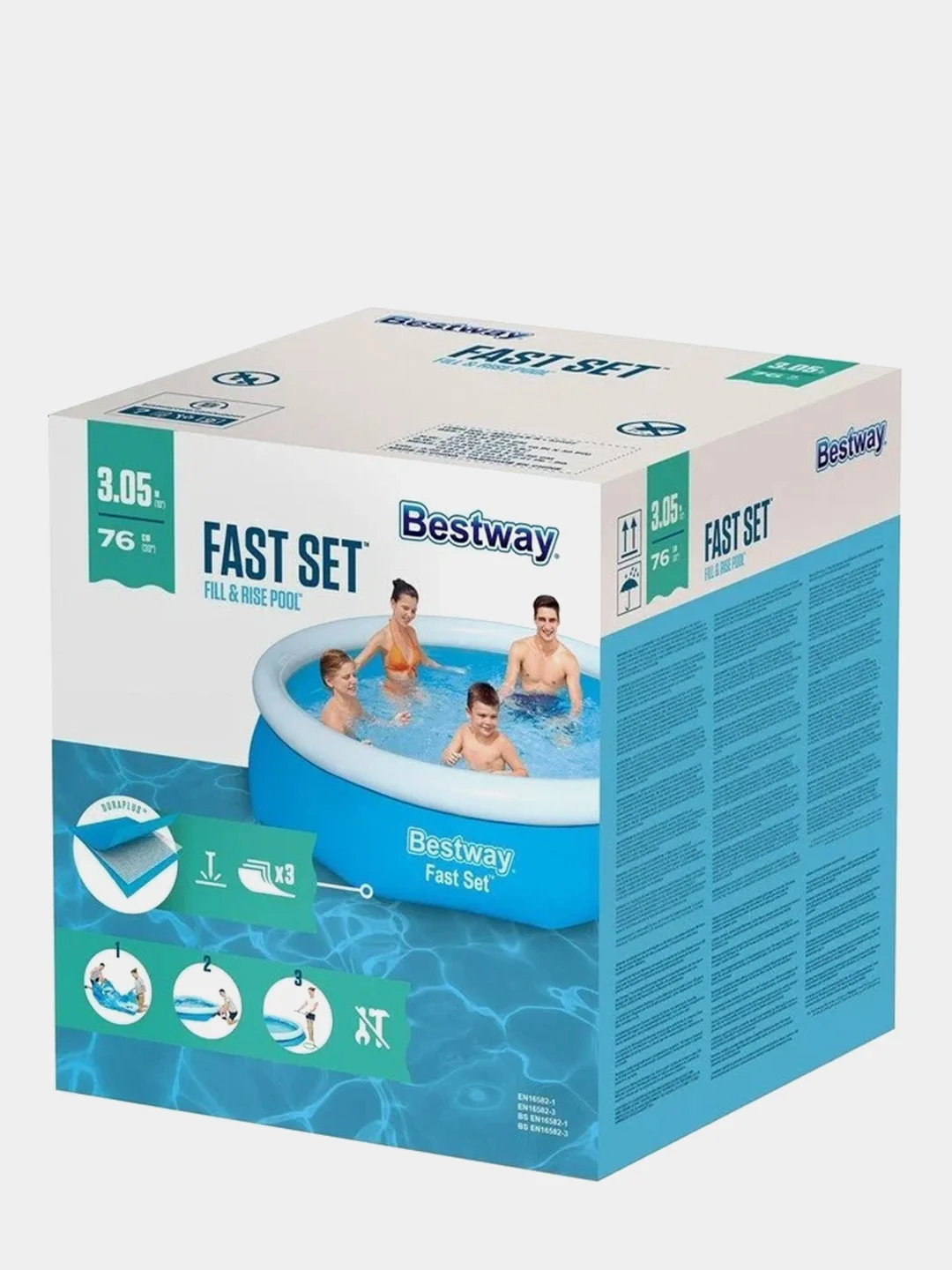 Бассейн надувной BESTWAY FAST SET, 305 х 76 см, 3800 л