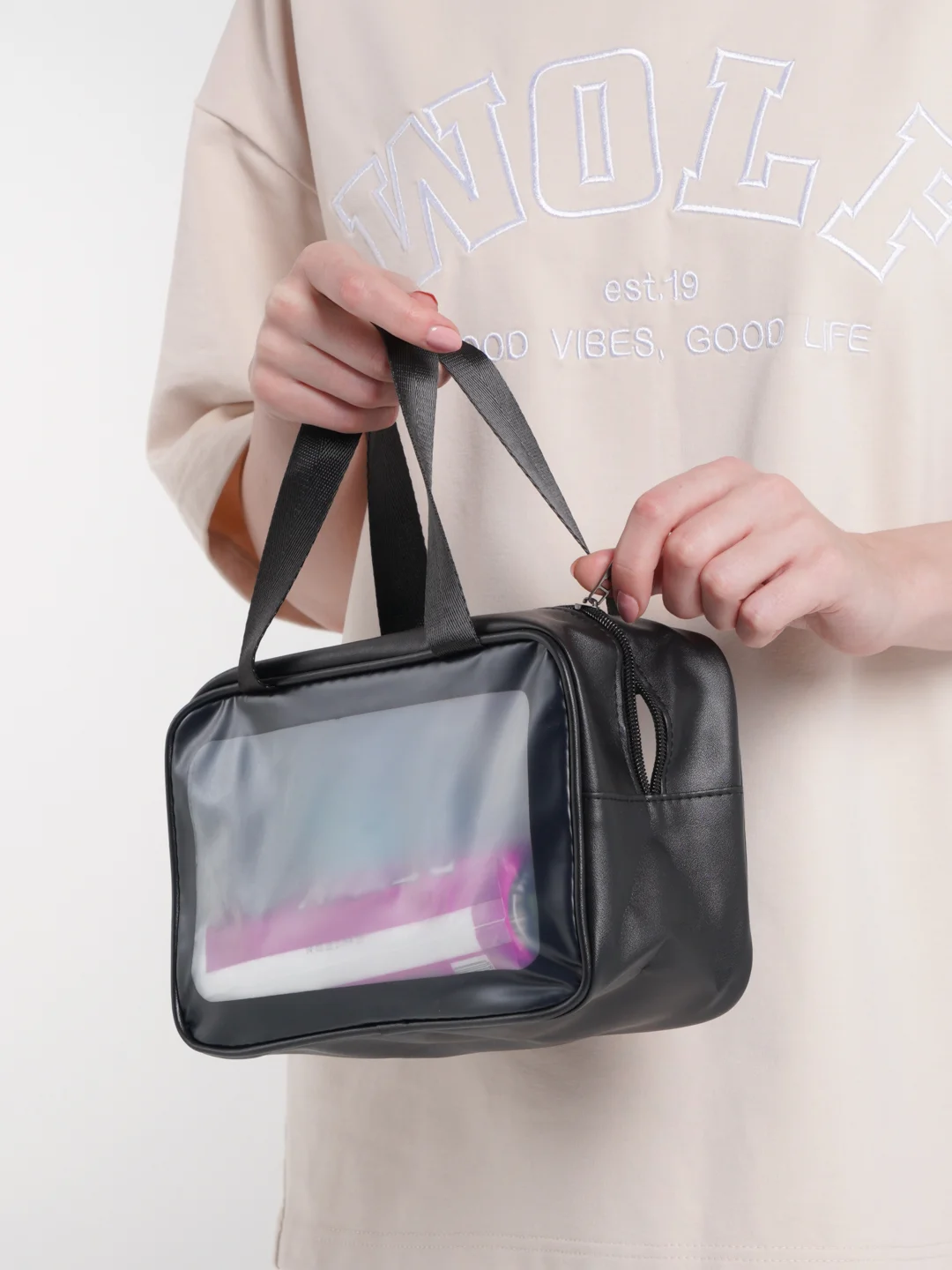 Черный косметичка-органайзер Washbag, 4 цвета