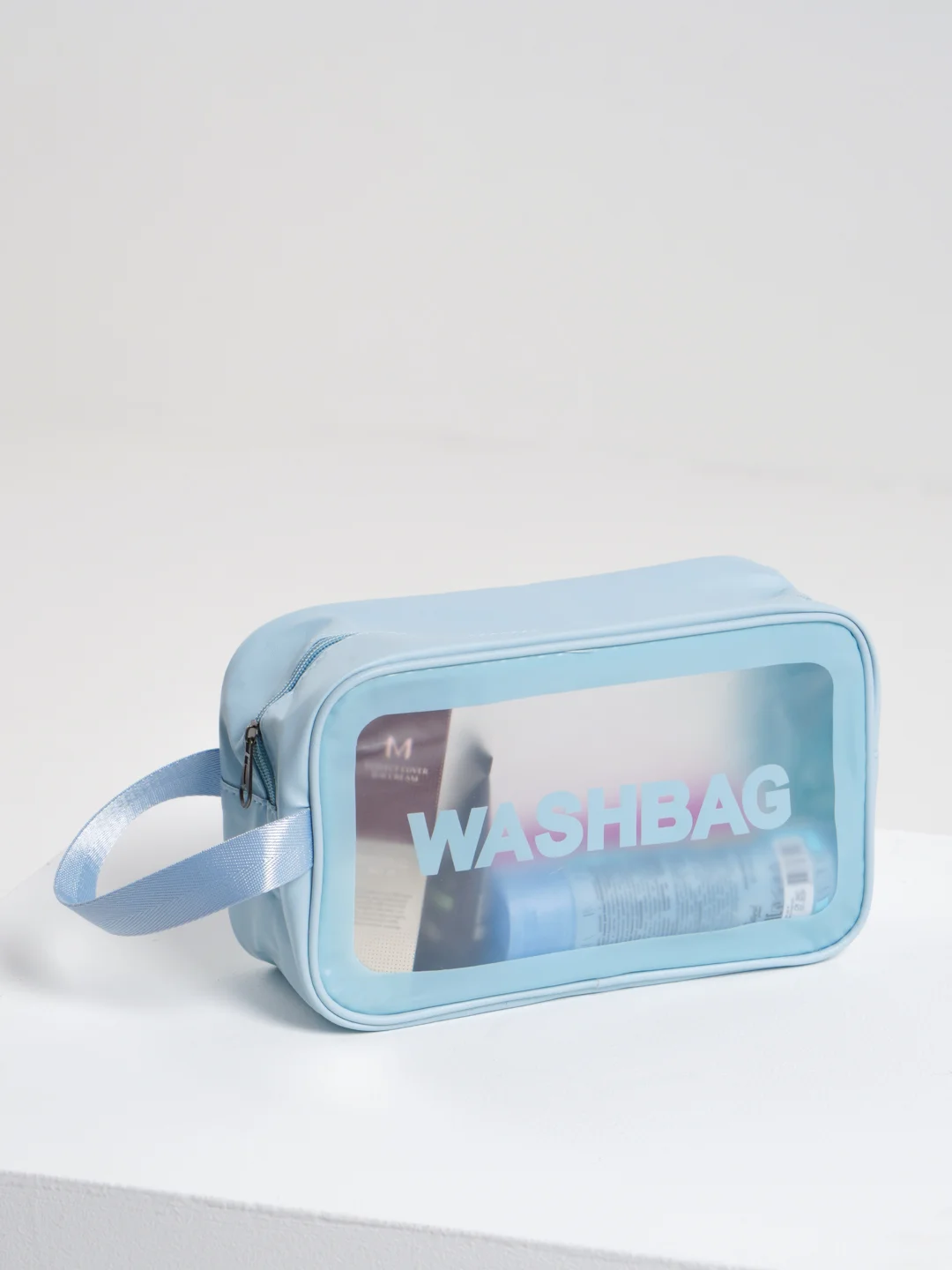 Голубой косметичка прозрачная WashBag, 4 цвета