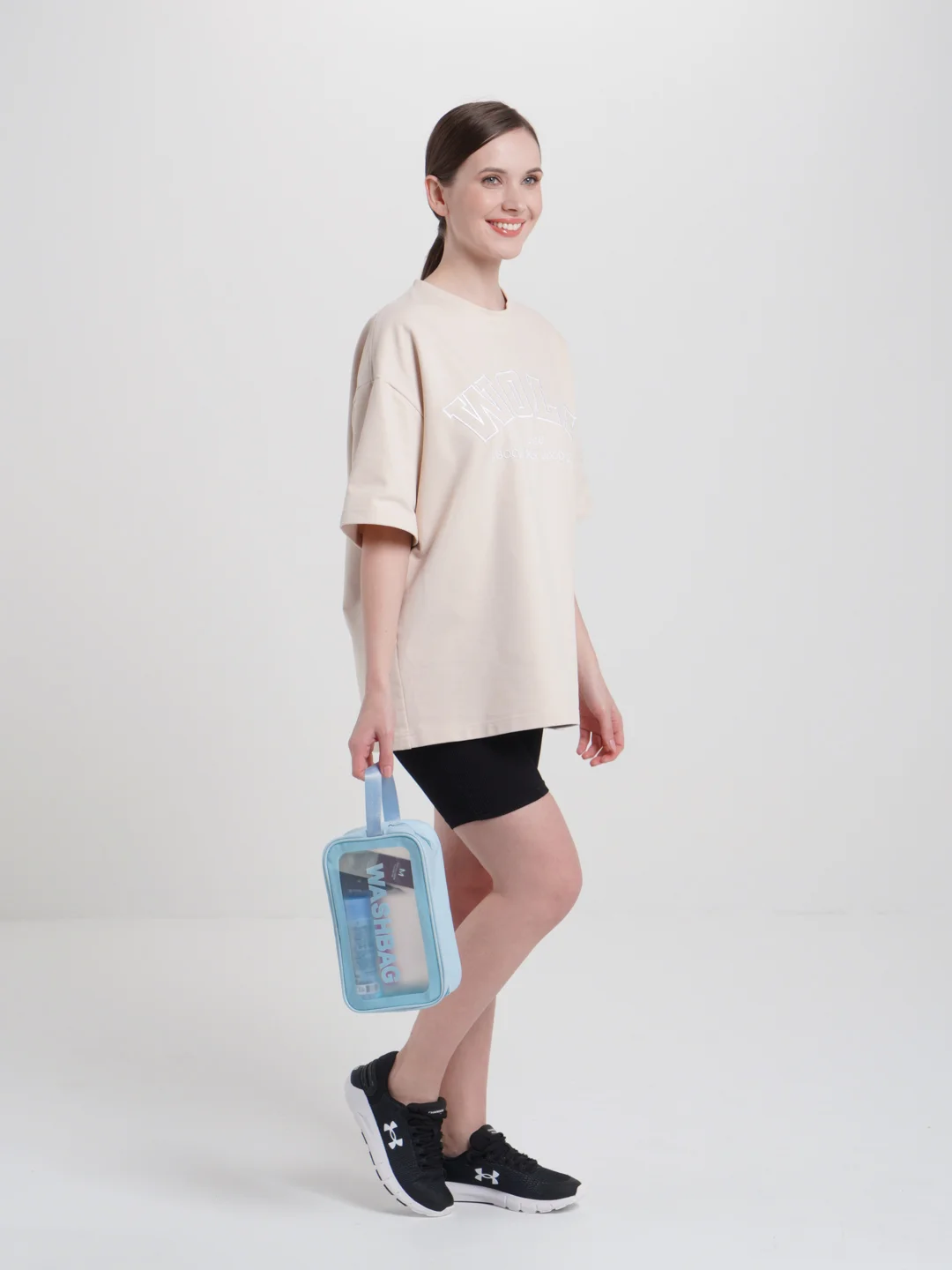 Голубой косметичка прозрачная WashBag, 4 цвета