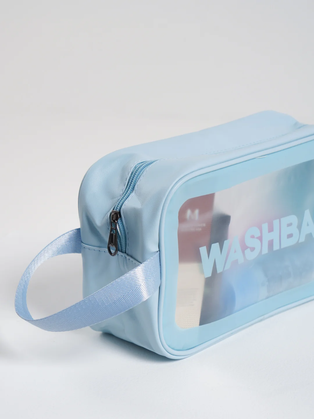 Голубой косметичка прозрачная WashBag, 4 цвета