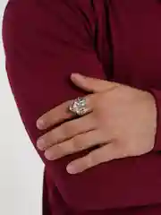 Серебряный кольцо-перстень с драконом, массивный