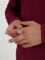 Серебряный кольцо-перстень с драконом, массивный