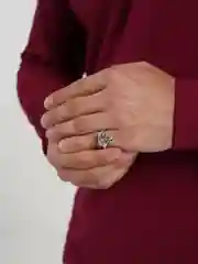 Серебряный кольцо с драконом мужское, массивное