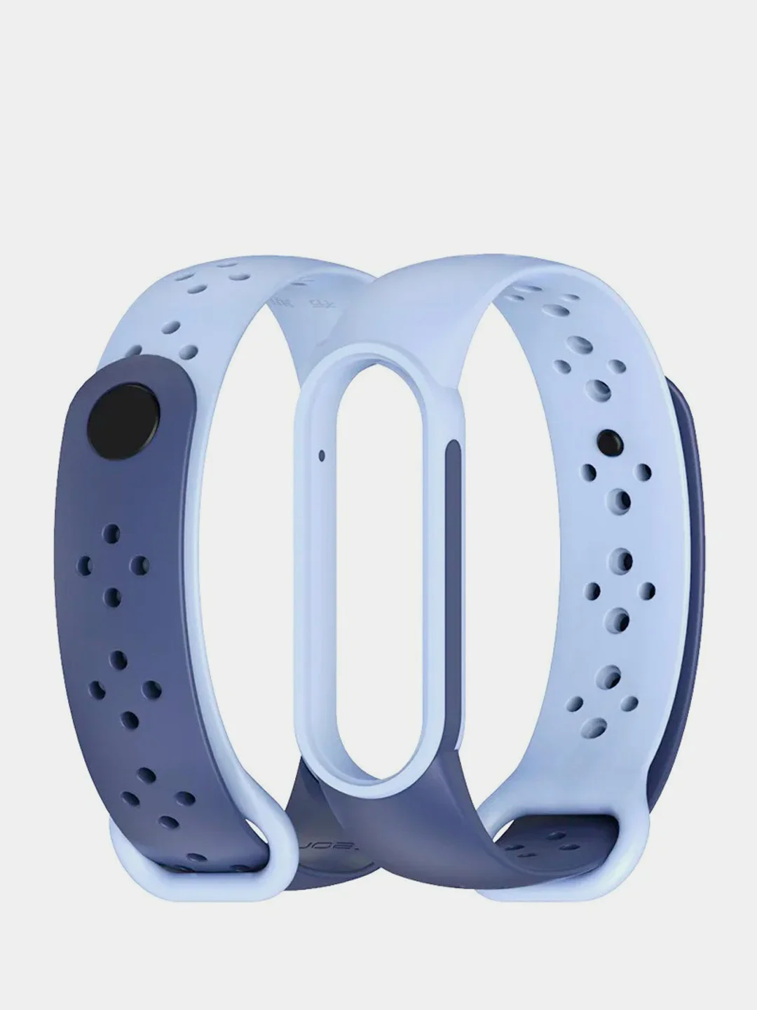 Синий ремешок силиконовый для Xiaomi Mi Band 5/ Mi Band 6 двухцветный перфорированный