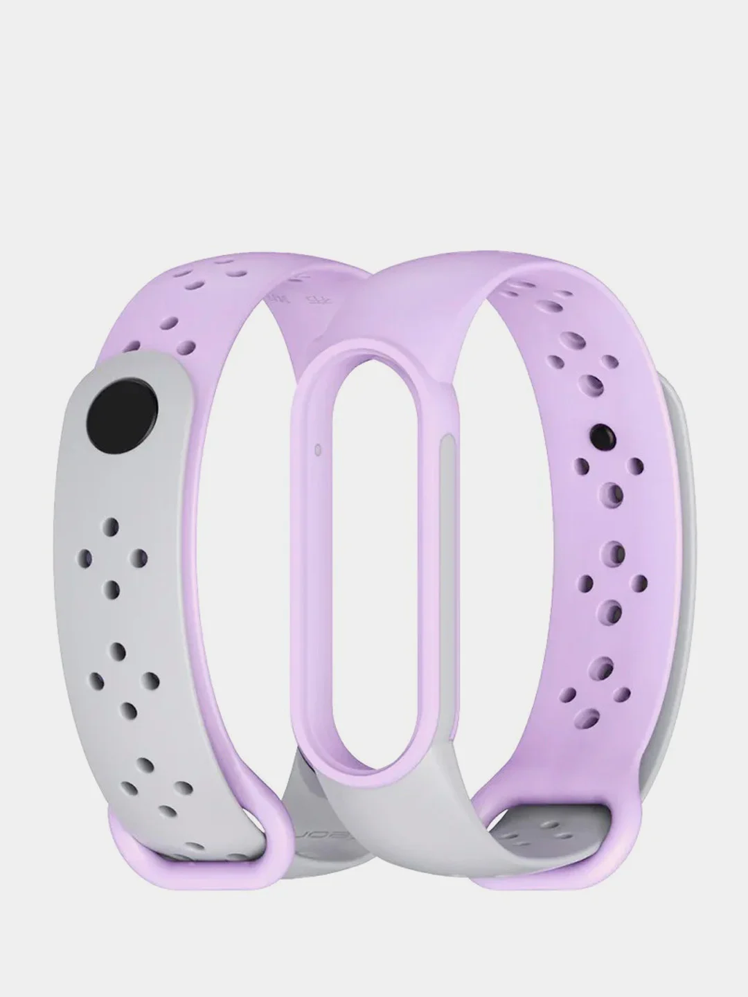 Лавандовый ремешок силиконовый для Xiaomi Mi Band 5/ Mi Band 6 двухцветный перфорированный