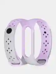 Лавандовый ремешок силиконовый для Xiaomi Mi Band 5/ Mi Band 6 двухцветный перфорированный