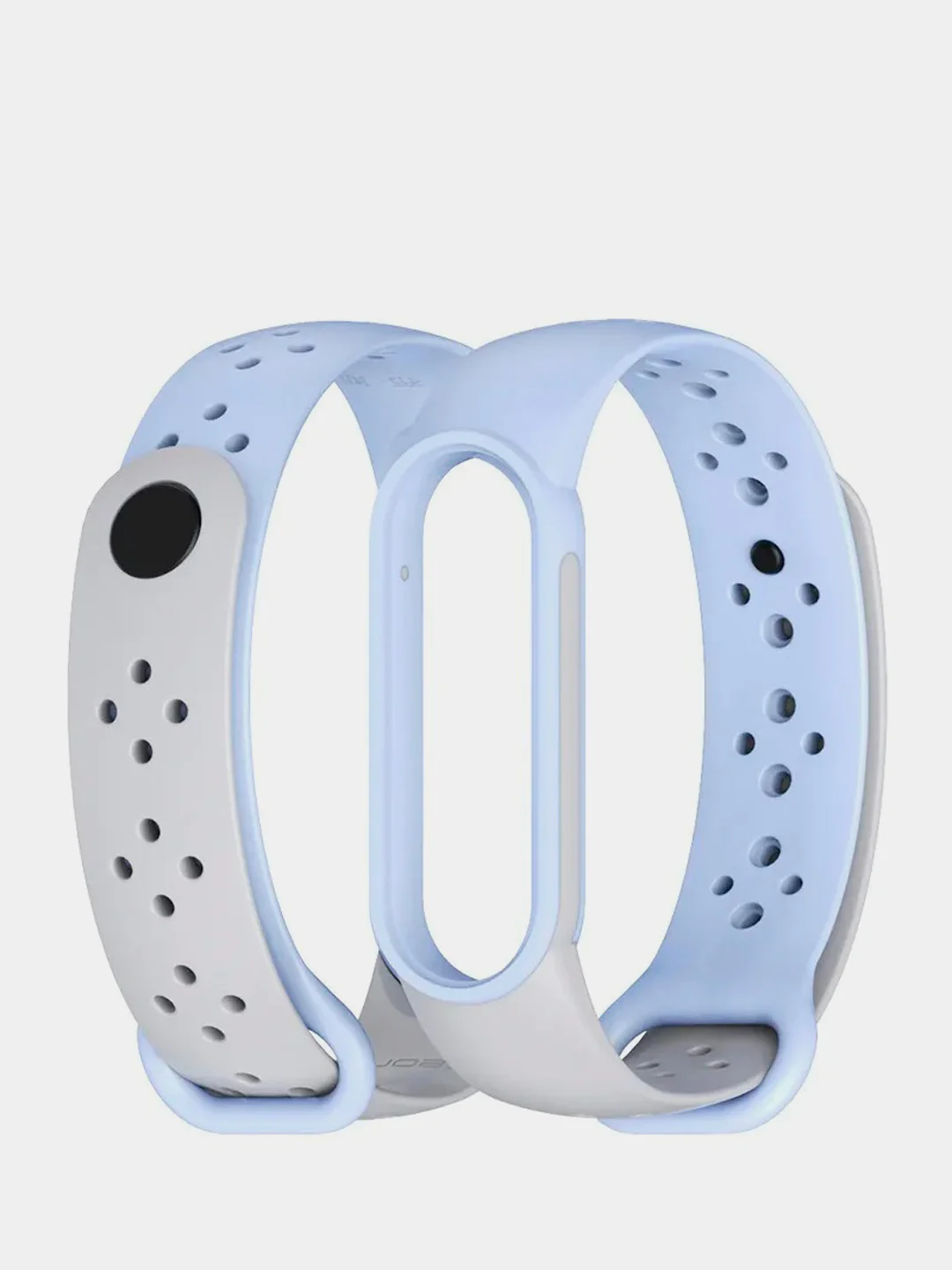 Голубой ремешок силиконовый для Xiaomi Mi Band 5/ Mi Band 6 двухцветный перфорированный