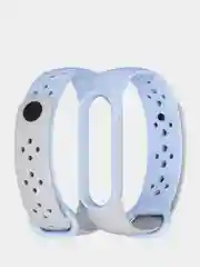 Голубой ремешок силиконовый для Xiaomi Mi Band 5/ Mi Band 6 двухцветный перфорированный