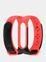 Алый ремешок силиконовый для Xiaomi Mi Band 5/ Mi Band 6 двухцветный перфорированный