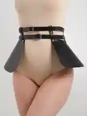 Черный портупея кожаная, гартеры на грудь