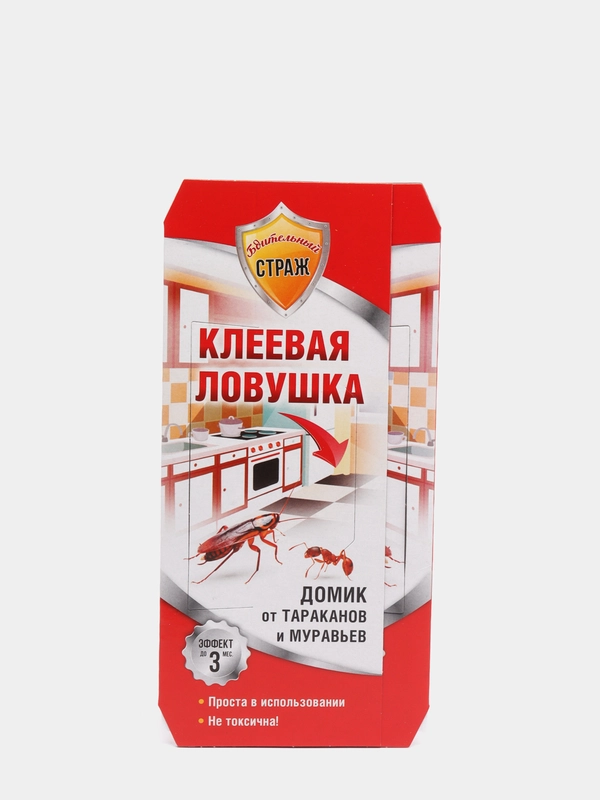 Клеевая ловушка от тараканов и муравьев "Бдительный Страж", домик, 1 штука