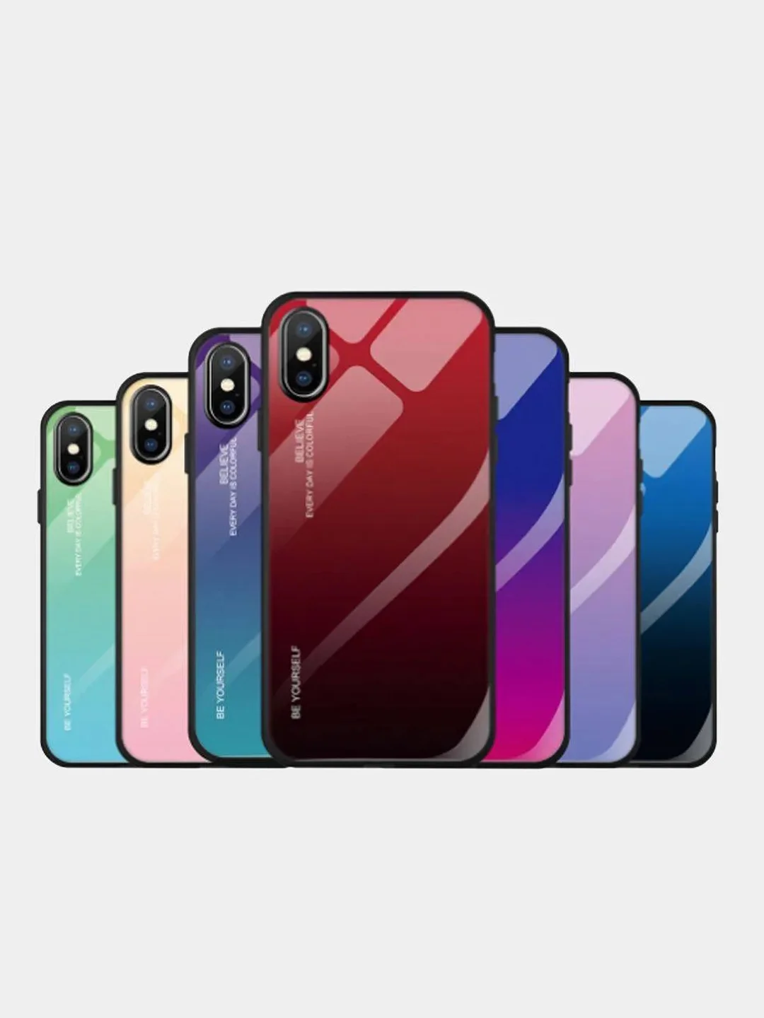 Фиолетовый чехол градиентный из закалённого стекла на iPhone 12 Pro Max,12/12Pro,11,11 Pro,XR, 12mini