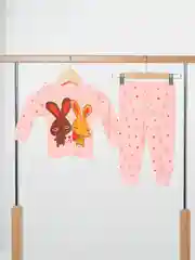 Красный детский костюм для девочки: кофта брюки, пижама хлопок 100%