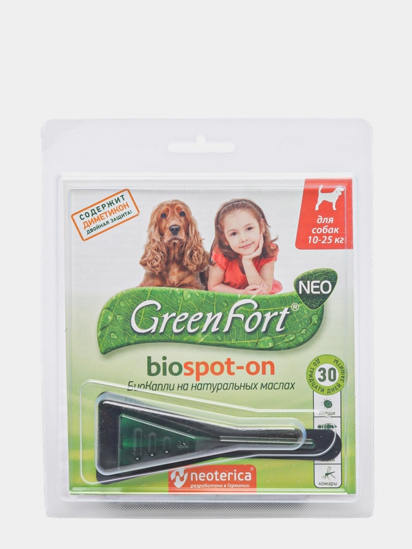 Био капли от эктопаразитов для собак от 10 до 25 кг Green Fort