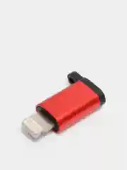 Красный переходник зарядки с microUSB на Lightning