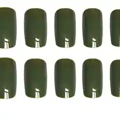 Зеленый накладные ногти с дизайном