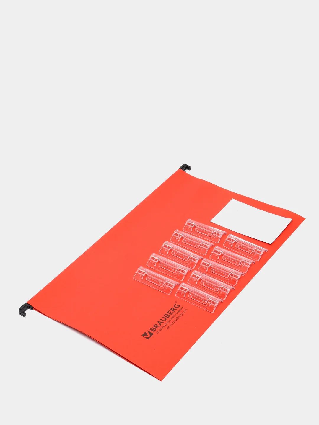 Подвесные папки А4/Foolscap (406х245 мм), до 80 листов, КОМПЛЕКТ 10 шт., красные, картон, BRAUBERG (Италия), 231796