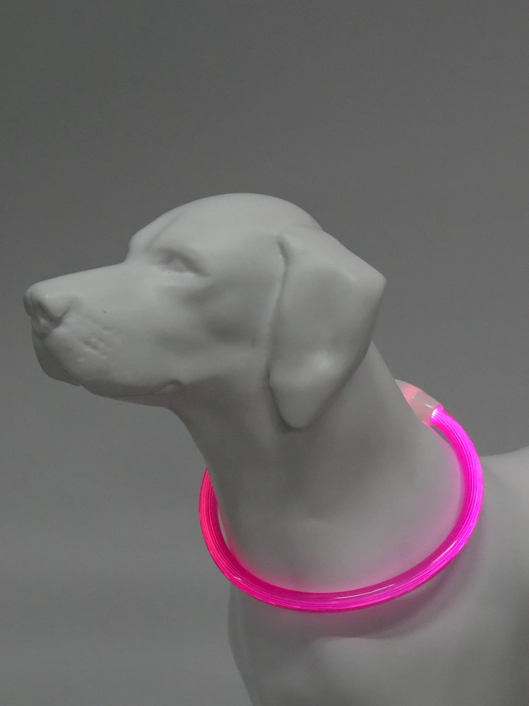 Фуксия светящийся LED ошейник силиконовый для собак на USB зарядке