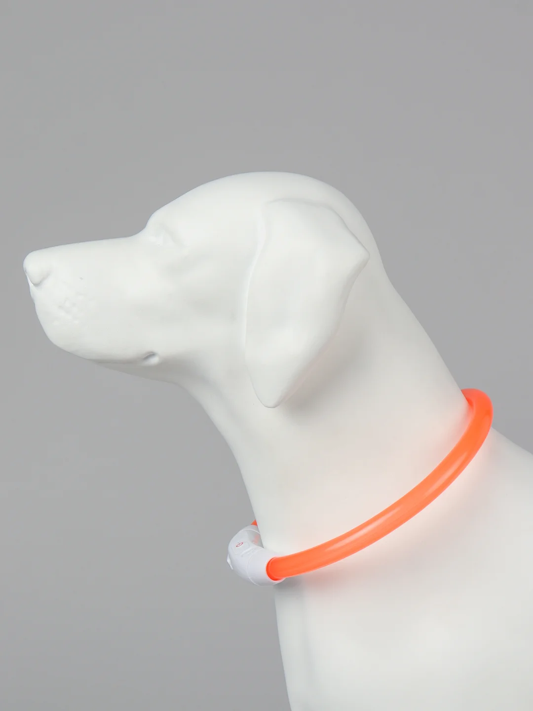 Оранжевый светящийся LED ошейник силиконовый для собак на USB зарядке