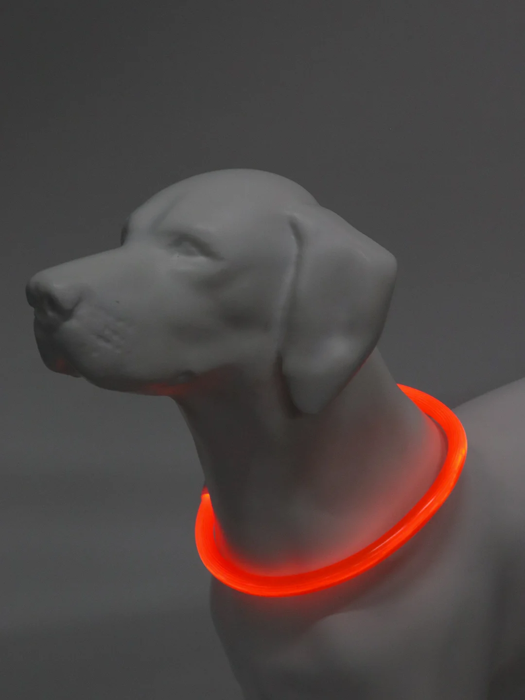 Оранжевый светящийся LED ошейник силиконовый для собак на USB зарядке