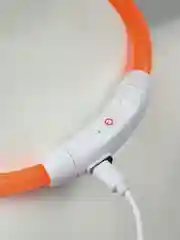 Оранжевый светящийся LED ошейник силиконовый для собак на USB зарядке