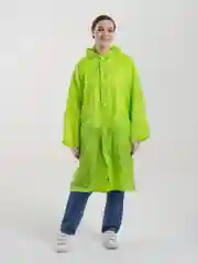 Лайм дождевик многоразовый, с капюшоном, с карманами