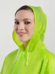 Лайм дождевик многоразовый, с капюшоном, с карманами