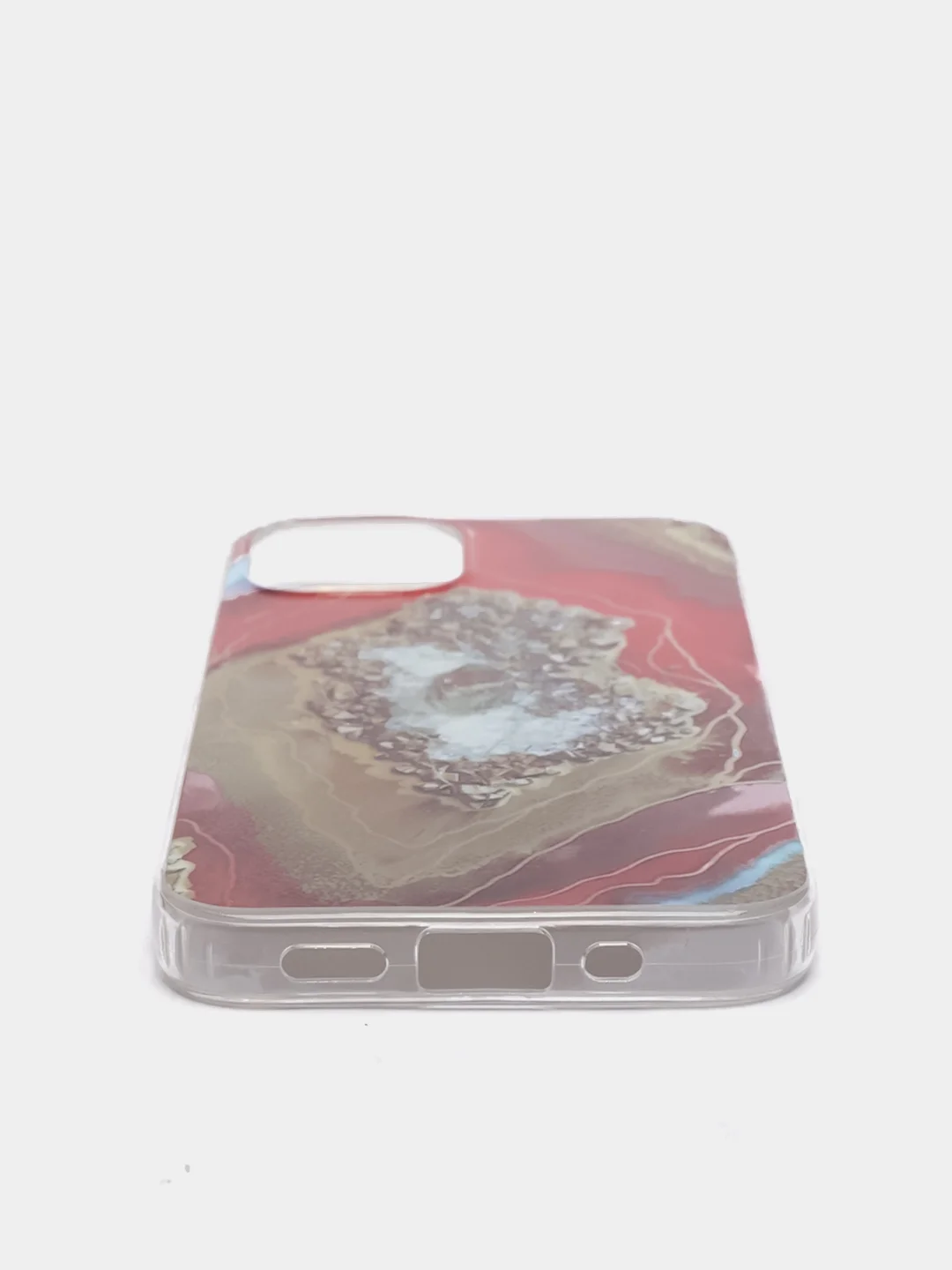 Красный чехол iPhone 12 / 12 Pro (6.1), 12 mini (5.4) силиконовый с мраморным рисунком