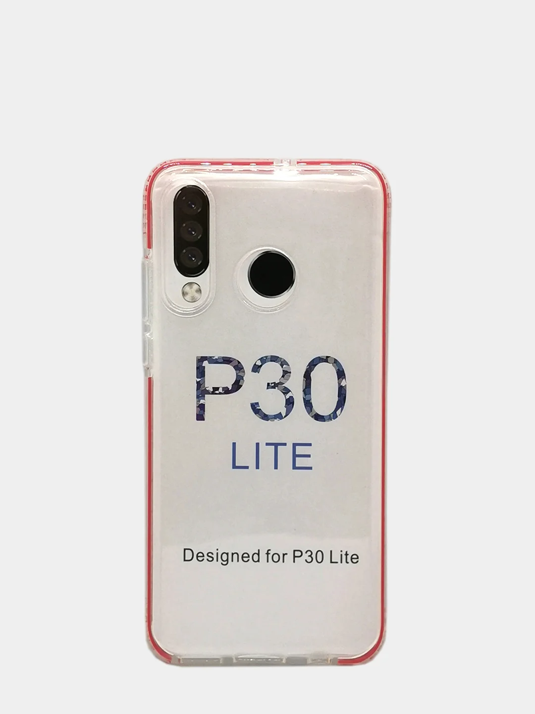 Красный чехол силиконовый прозрачный с цветной вставкой Honor P30 Lite
