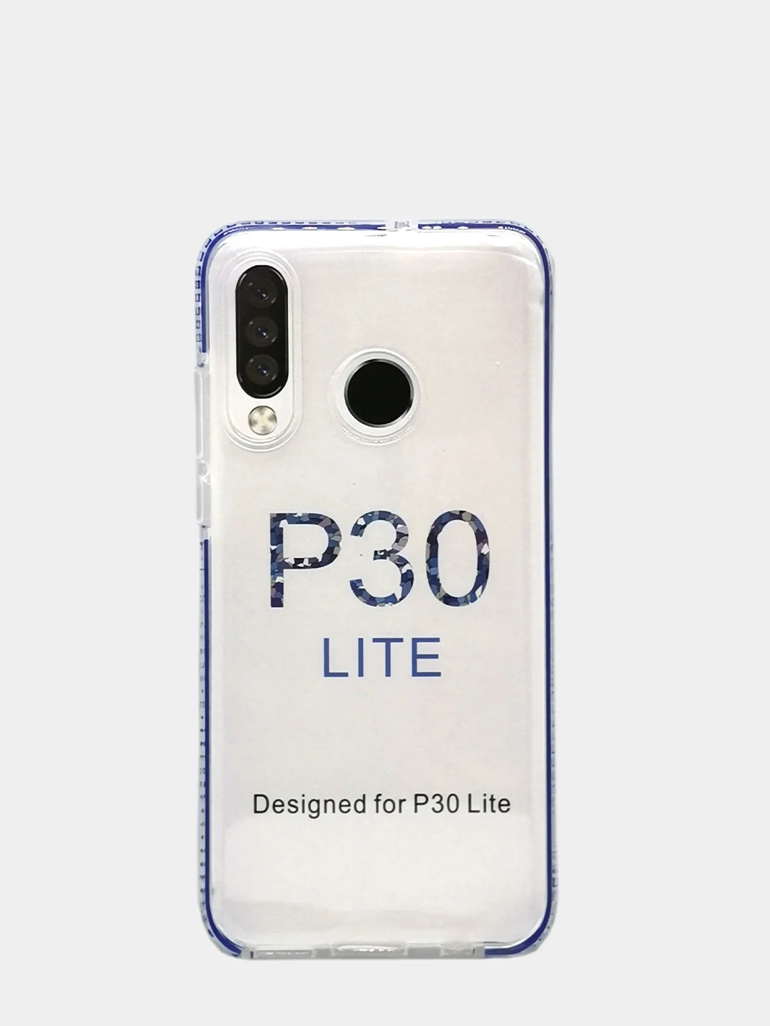 Синий чехол силиконовый прозрачный с цветной вставкой Honor P30 Lite