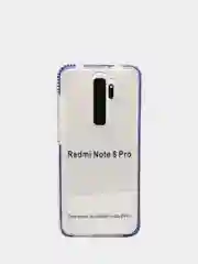 Синий чехол для Samsung A41, силиконовый, прозрачный, с цветной вставкой
