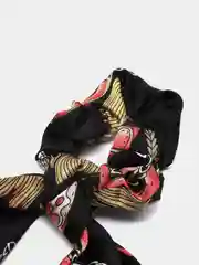 Угольный резинка для волос со съемной шелковой лентой