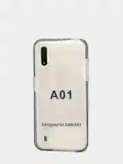 Черный чехол силиконовый прозрачный на Samsung A01, с цветной вставкой