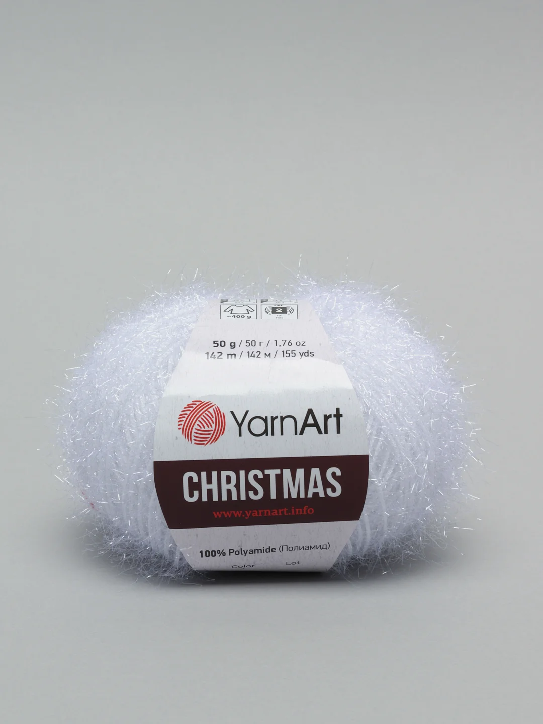 Белый пряжа YarnArt "Christmas", Полиамид, 50 г, 142 м