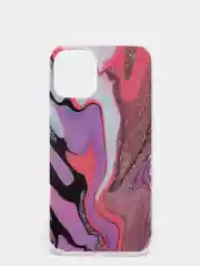 Пурпурный чехол iPhone 12 / 12 Pro (6.1), 12 mini (5.4) силиконовый с мраморным рисунком