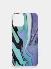 Бирюзовый чехол iPhone 12 / 12 Pro (6.1), 12 mini (5.4) силиконовый с мраморным рисунком