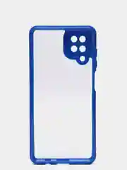 Синий чехол для Samsung Galaxy A12, M12, бронекейс прозрачный
