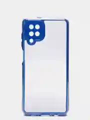 Синий чехол для Samsung Galaxy A12, M12, бронекейс прозрачный