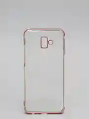 Пастельно-коралловый чехол силиконовый, прозрачный, с окантовкой Samsung J6+