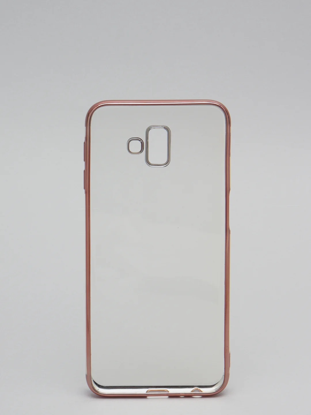 Пастельно-коралловый чехол силиконовый, прозрачный, с окантовкой Samsung J6+
