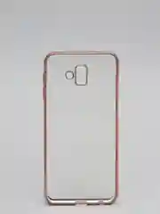 Пастельно-коралловый чехол силиконовый, прозрачный, с окантовкой Samsung J6+