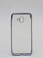 Темно-синий чехол силиконовый, прозрачный, с окантовкой Samsung J6+