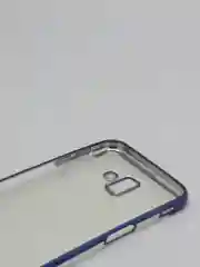 Темно-синий чехол силиконовый, прозрачный, с окантовкой Samsung J6+