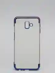 Темно-синий чехол силиконовый, прозрачный, с окантовкой Samsung J6+