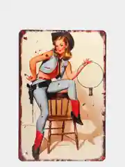 Аметистовый винтажные жестяные таблички "Pin up Girls"