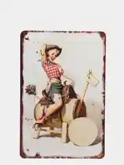 Алый винтажные жестяные таблички "Pin up Girls"