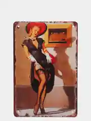 Зелёный хаки винтажные жестяные таблички "Pin up Girls"